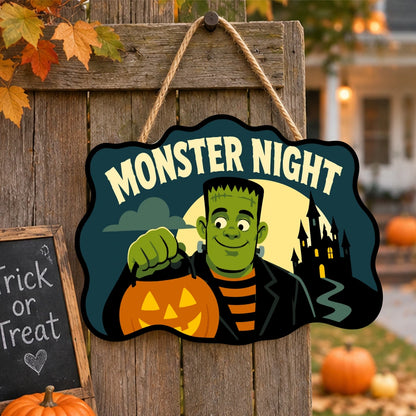 Paint by Numbers - Wooden Door Hanger | Monster Night