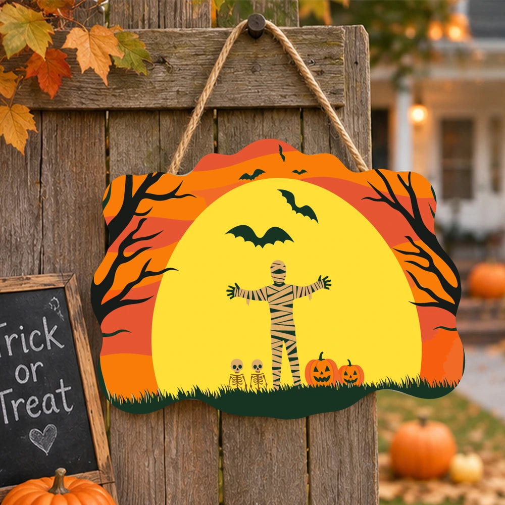 Paint by Numbers - Wooden Door Hanger | Mummy in the Orange Moon