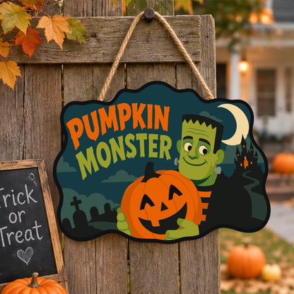 Paint by Numbers - Wooden Door Hanger | Pumpkin Monster