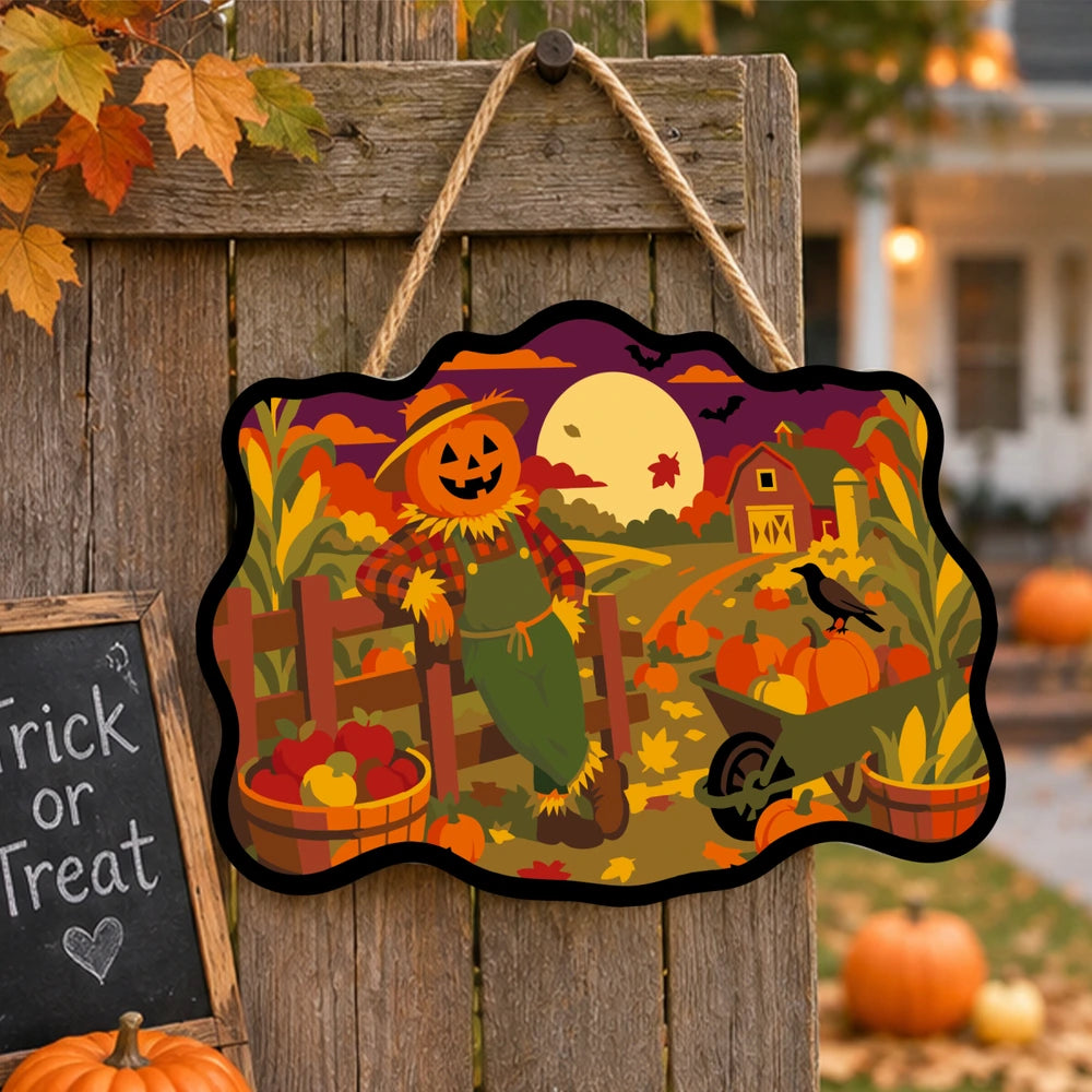 
Paint by Numbers - Wooden Door Hanger | Scarecrow at the Harvest Farm