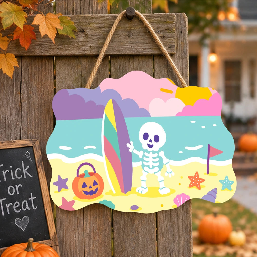 Paint by Numbers - Wooden Door Hanger | Skeleton at the Beach