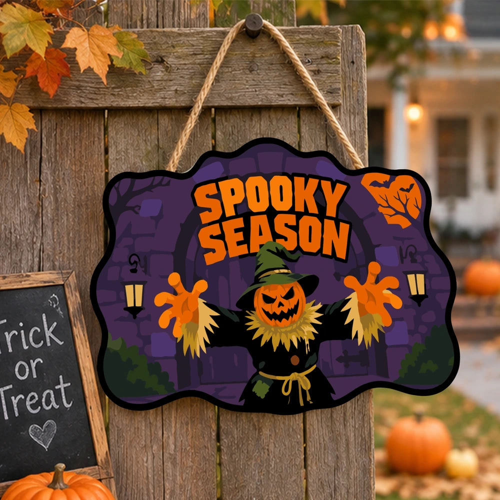 Paint by Numbers - Wooden Door Hanger | Spooky Season Pumpkin Scarecrow