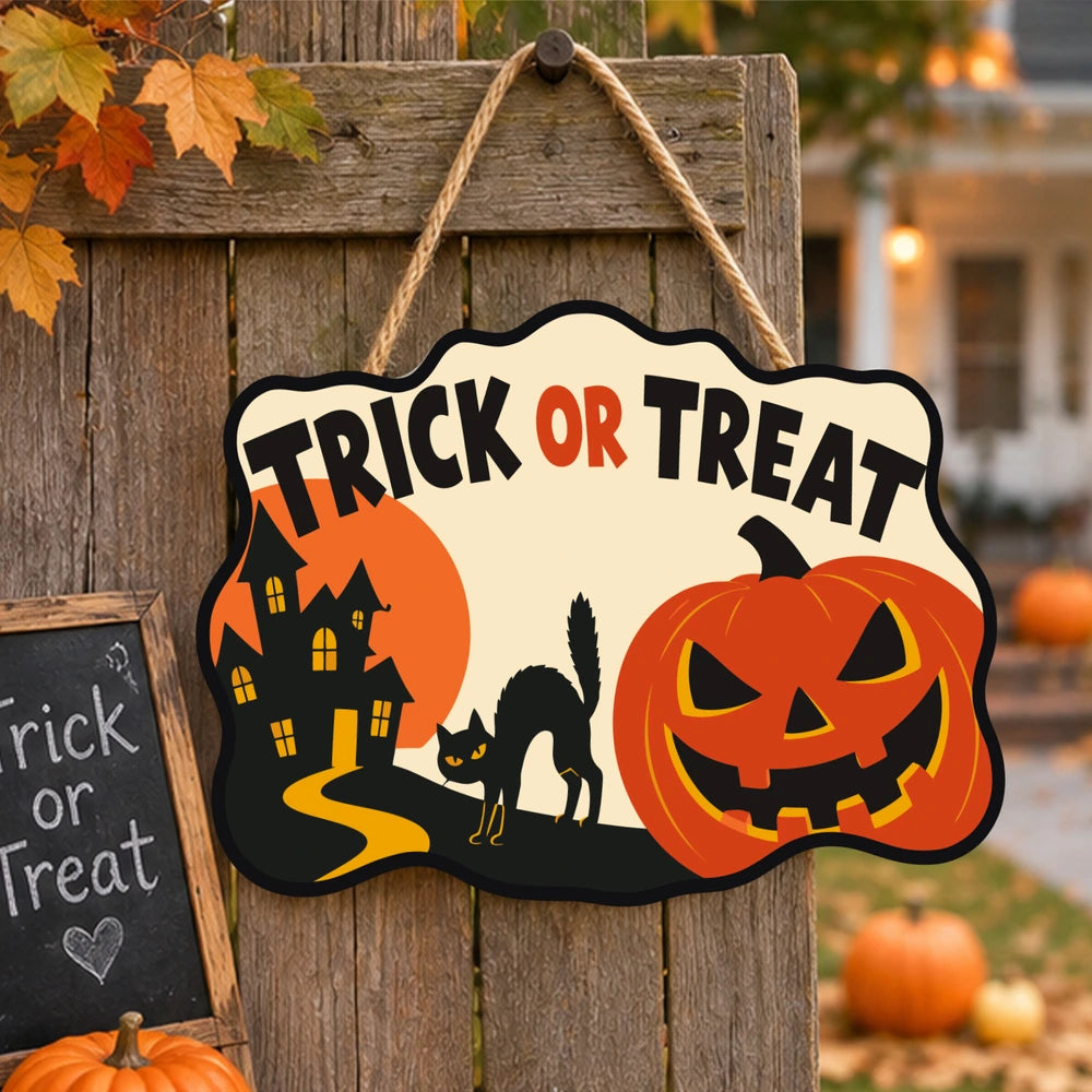 
Paint by Numbers - Wooden Door Hanger | Trick or Treat Pumpkin Path