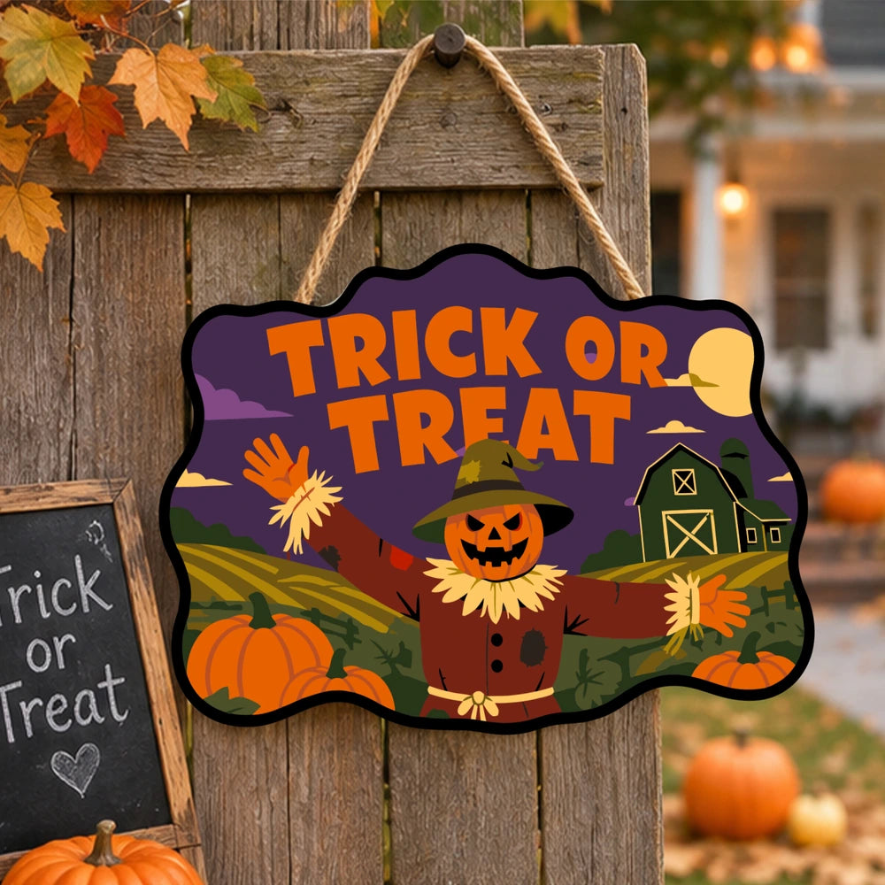 Paint by Numbers - Wooden Door Hanger | Trick or Treat Scarecrow at the Barn