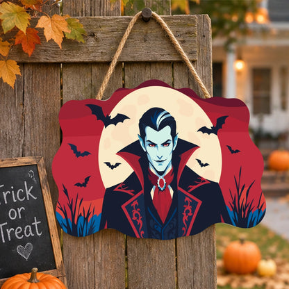 Paint by Numbers - Wooden Door Hanger | Vampire Under the Full Moon