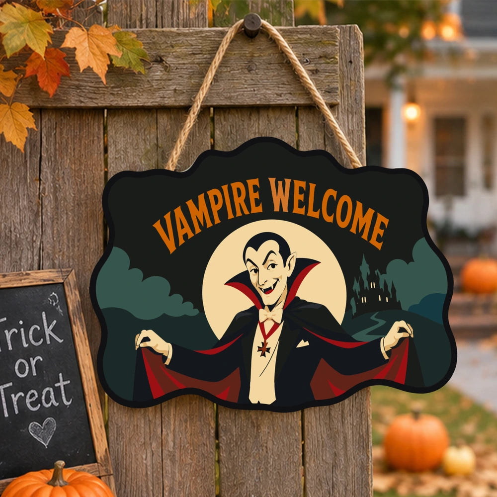 Paint by Numbers - Wooden Door Hanger | Vampire Welcome