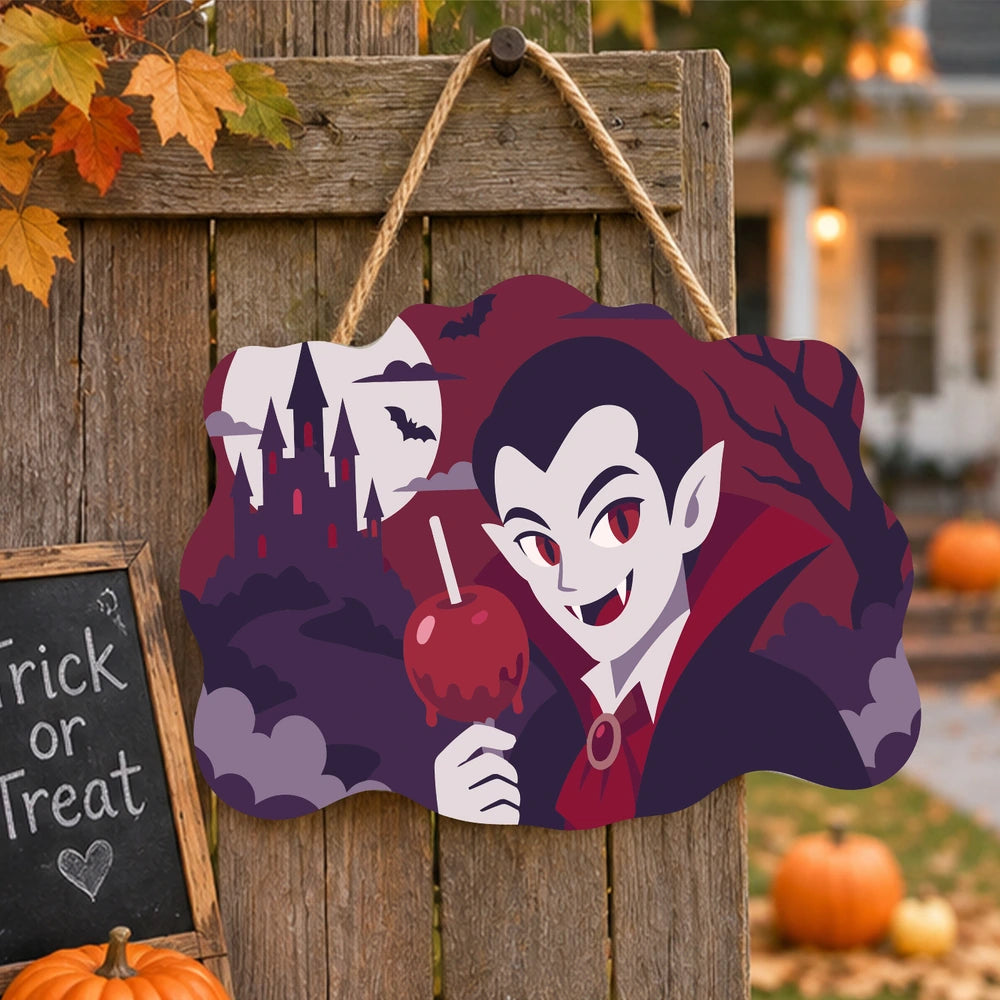 Paint by Numbers - Wooden Door Hanger | Vampire with a Candy Apple