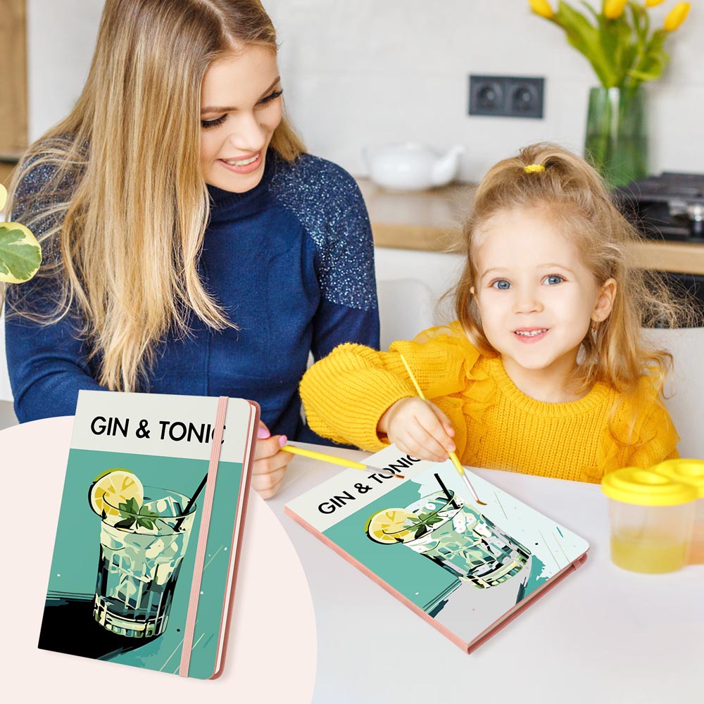 Paint by Numbers Hardcover Journal Notebook - Gin & Tonic Cocktail