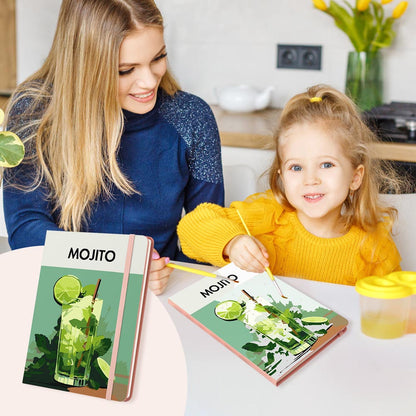 Paint by Numbers Hardcover Journal Notebook - Mojito Cocktail