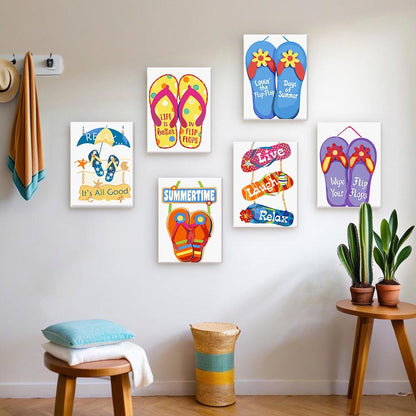 Paint by Numbers – 6 Mini Paintings | Fun Summer Flip-Flops Set