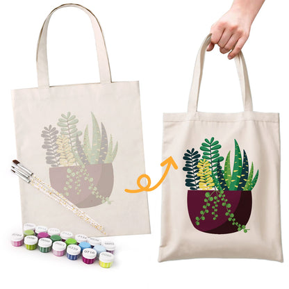 Paint by Numbers - DIY Totebag | Succulent Garden