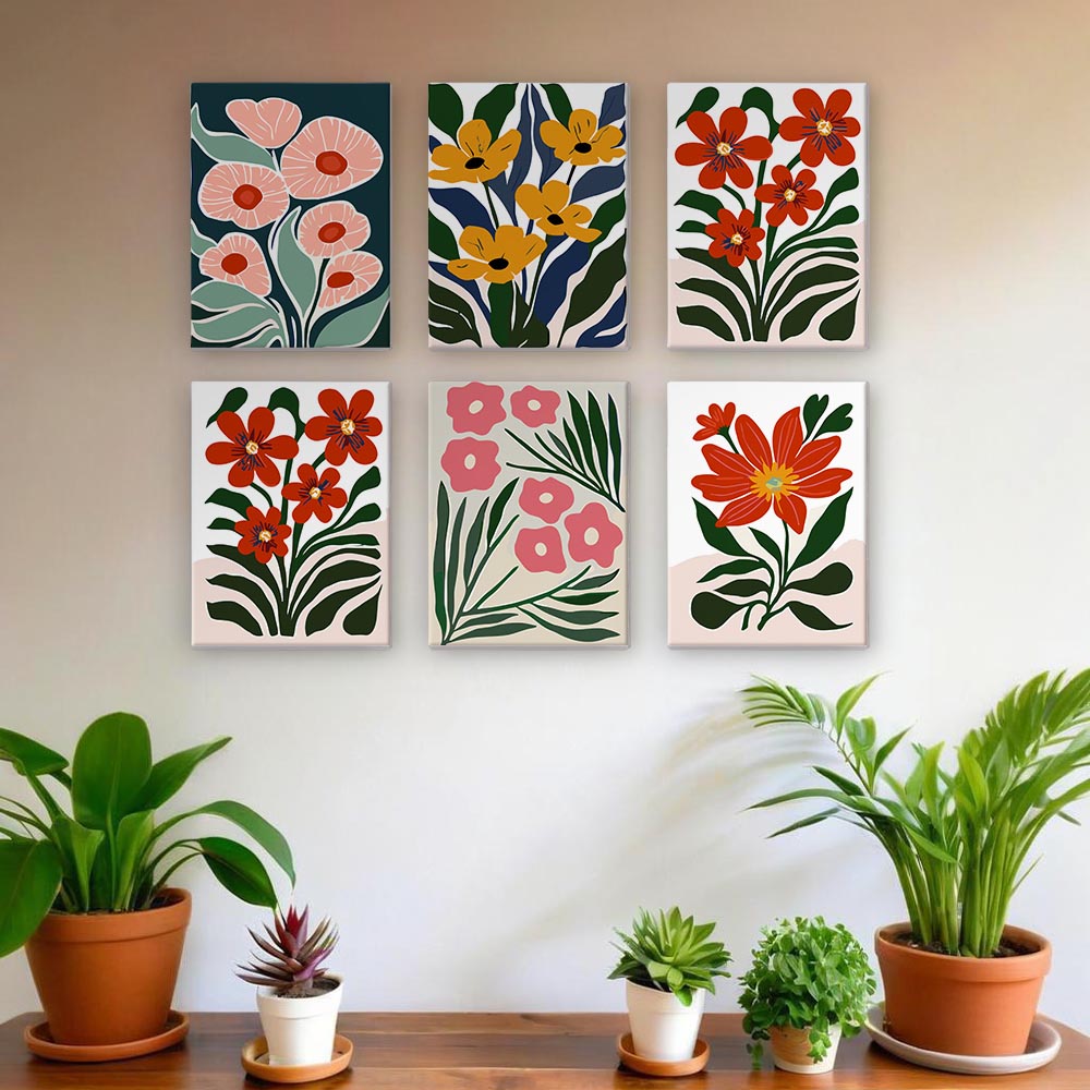 Paint by Numbers – 6 Mini Paintings | Vibrant Floral Garden Set