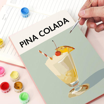 Paint by Numbers Hardcover Journal Notebook - Pina Colada Cocktail