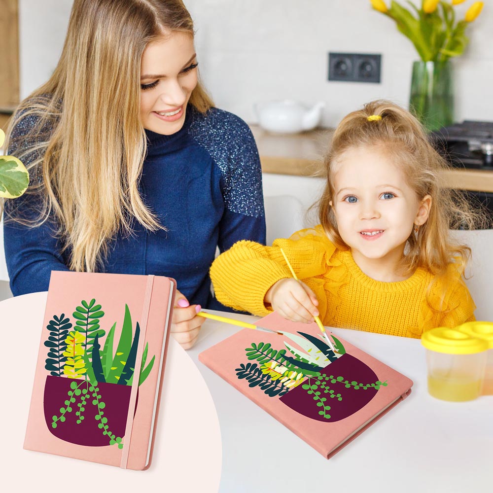 Paint by Numbers Hardcover Journal Notebook - Succulent Potted Plant