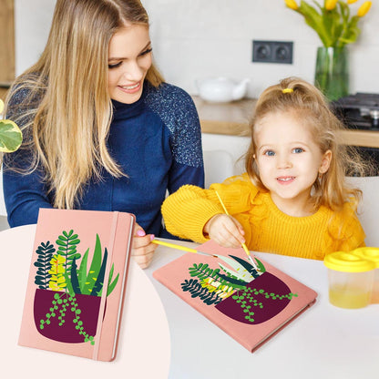 Paint by Numbers Hardcover Journal Notebook - Succulent Potted Plant