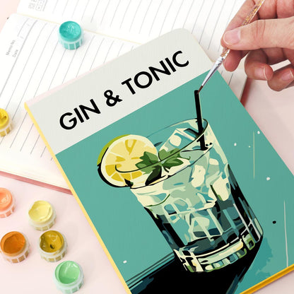 Paint by Numbers Hardcover Journal Notebook - Gin & Tonic Cocktail
