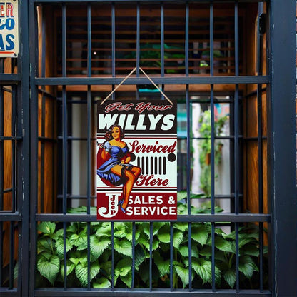 Paint by Numbers – Vintage Metal Wall Art | Willys Jeep Sales & Service Pin-up