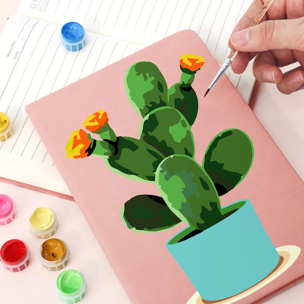
Paint by Numbers Hardcover Journal Notebook - Flowering Cactus