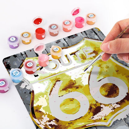Paint by Numbers – Vintage Road Sign Art | Route 66 Freedom
