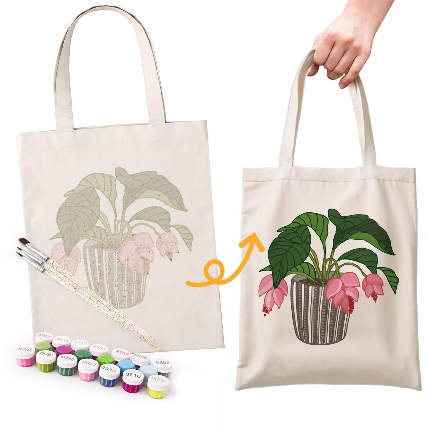 Paint by Numbers – DIY Totebag | Pink Bellflower