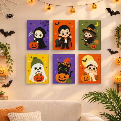 Paint by Numbers – 6 Mini Paintings | Chibi Halloween Costumes Set