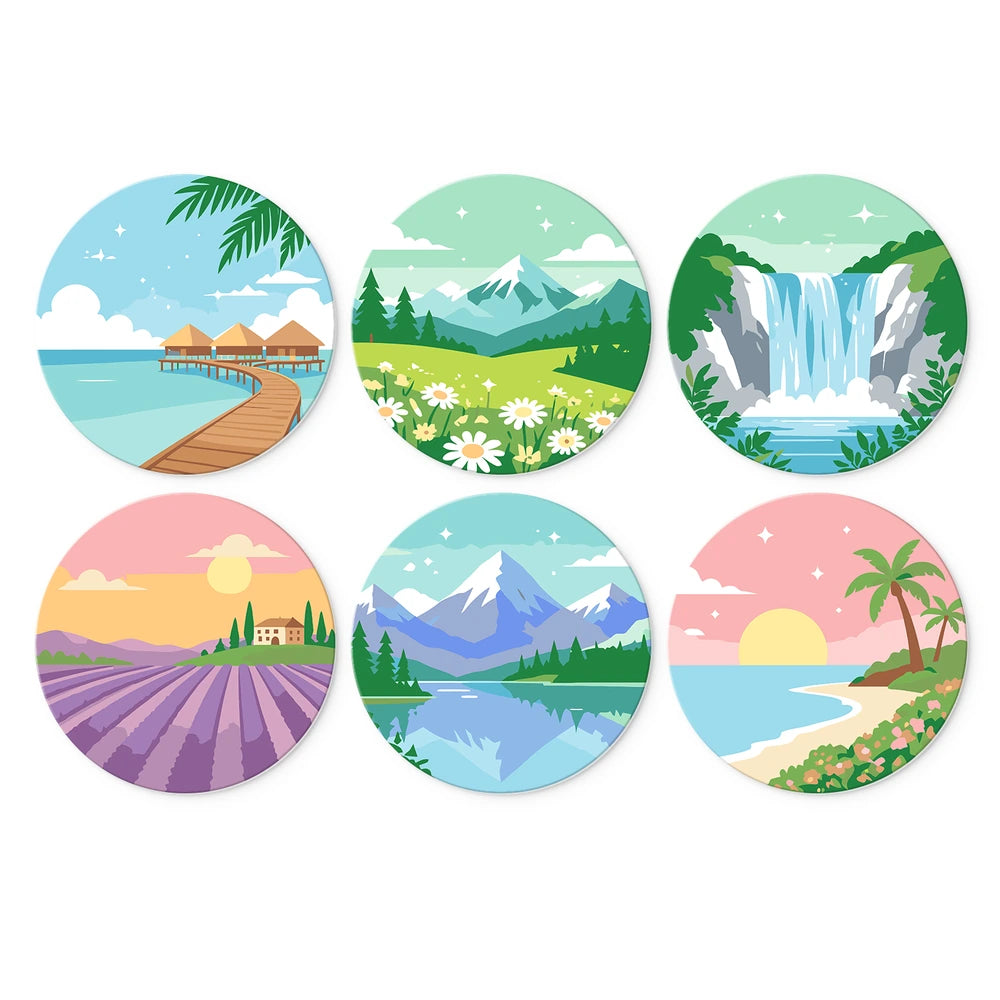 
Paint by Numbers – 6 Mini Paintings | Dream Destination Rounds (Round)