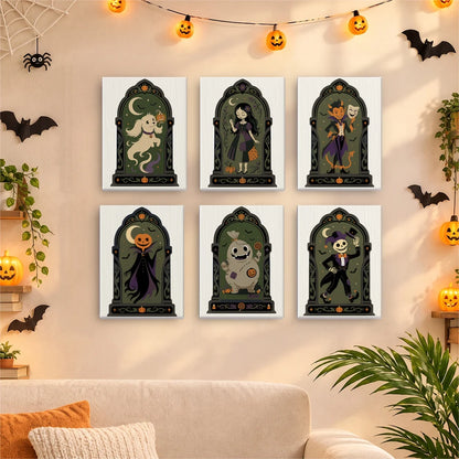 Paint by Numbers – 6 Mini Paintings | Gothic Arch Halloween Portraits Set