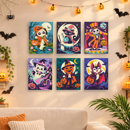Paint by Numbers – 6 Mini Paintings | Halloween Circus Characters Set