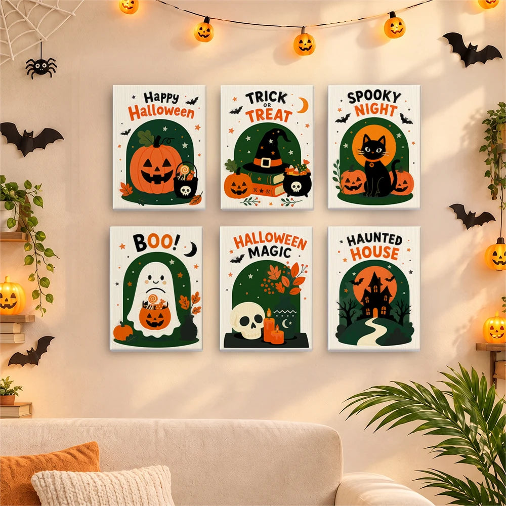 Paint by Numbers – 6 Mini Paintings | Happy Haunting Lettering Set