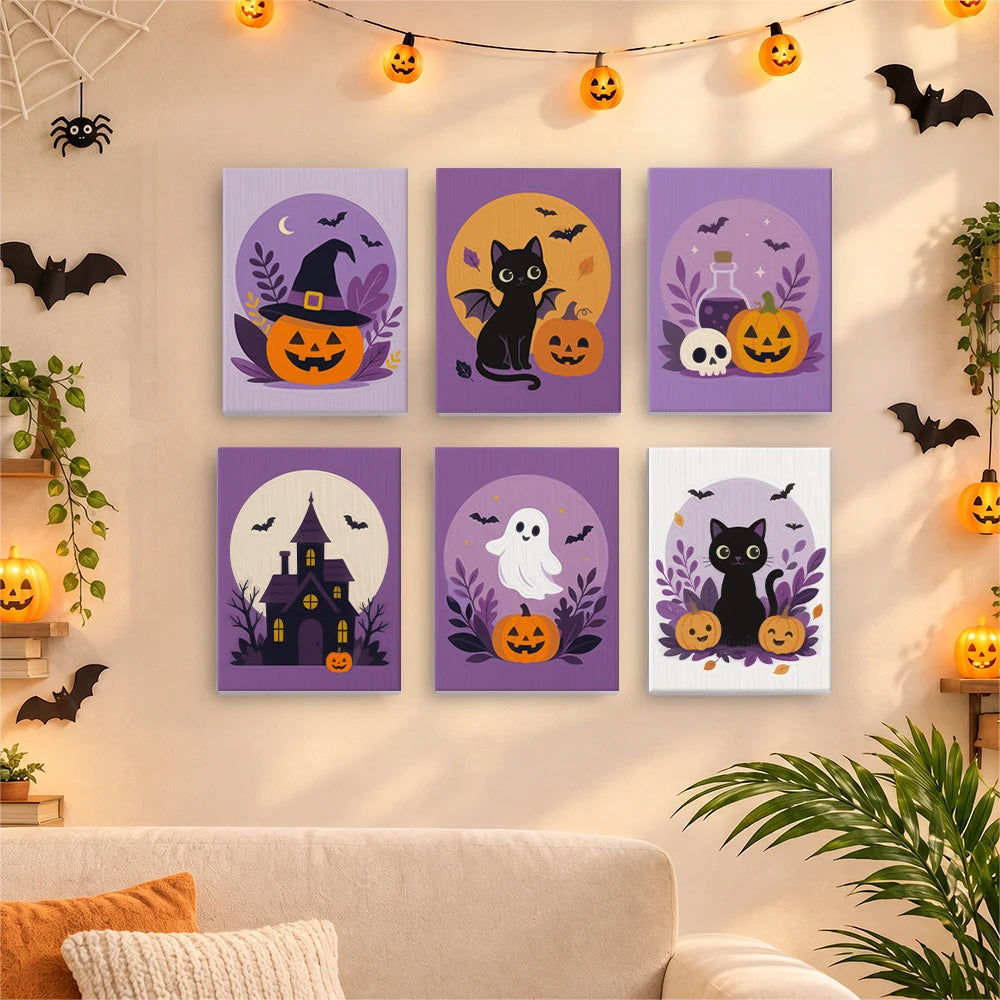 Paint by Numbers – 6 Mini Paintings | Lavender Moon Halloween Set