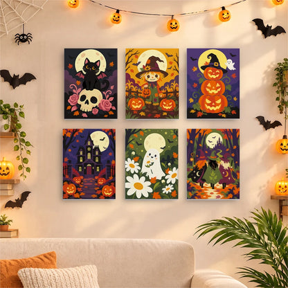 Paint by Numbers – 6 Mini Paintings | Moonlit Autumn Haunts Set