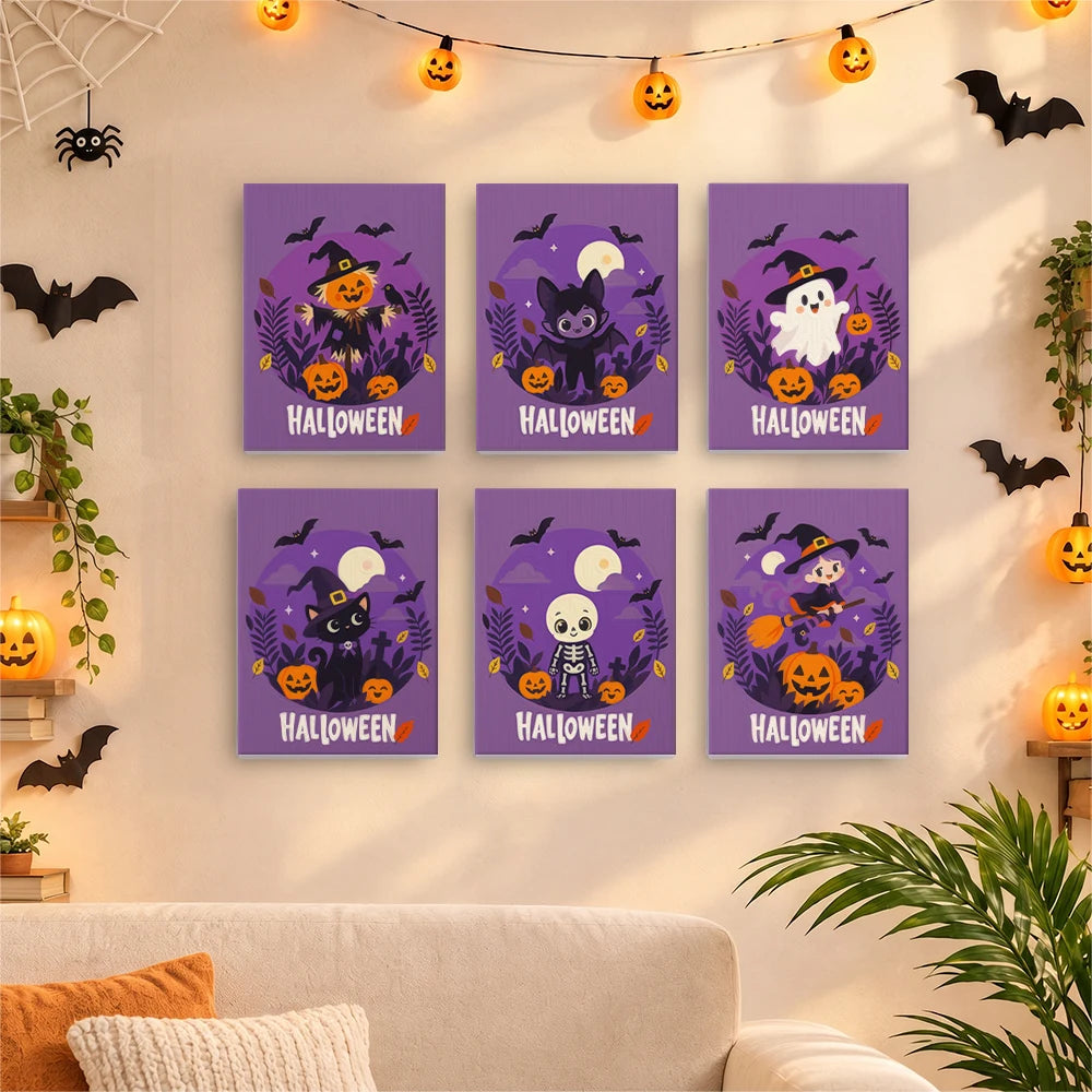 Paint by Numbers – 6 Mini Paintings | Purple Halloween Lettering Set