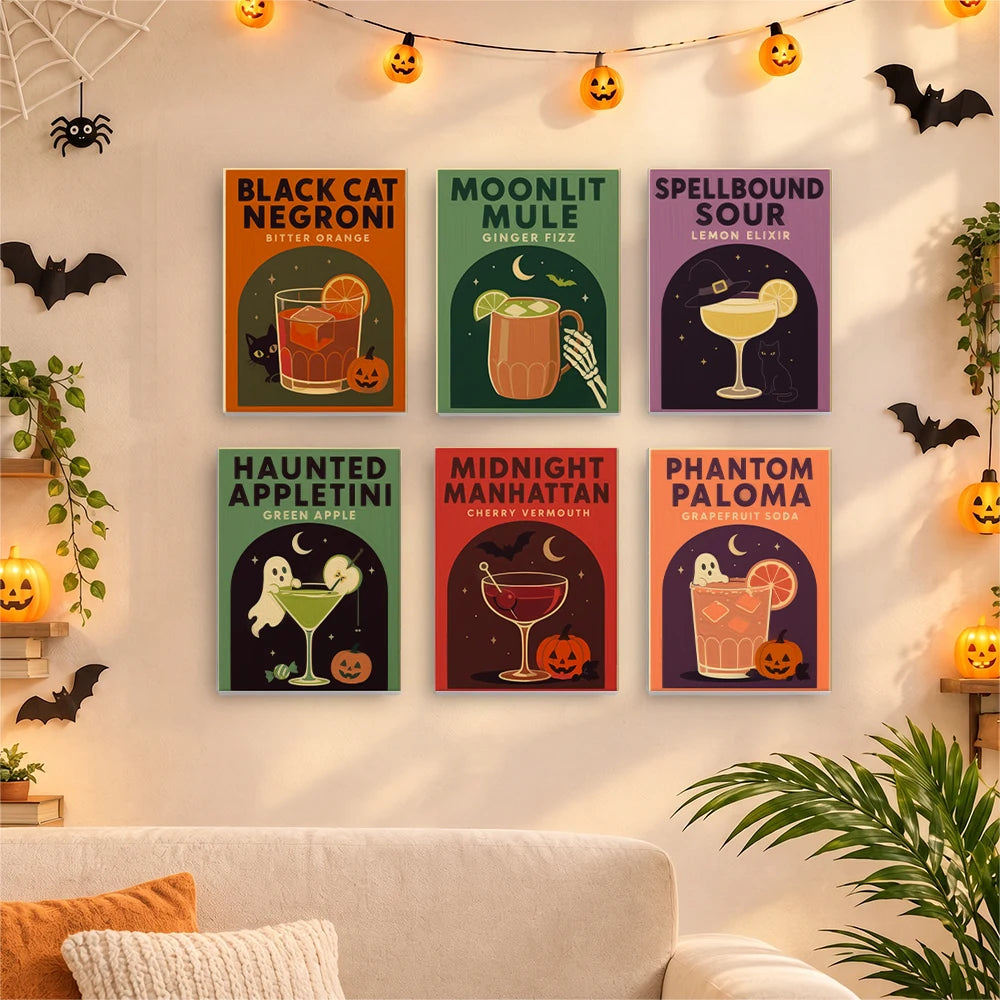 Paint by Numbers – 6 Mini Paintings | Spooky Cocktail Posters Set