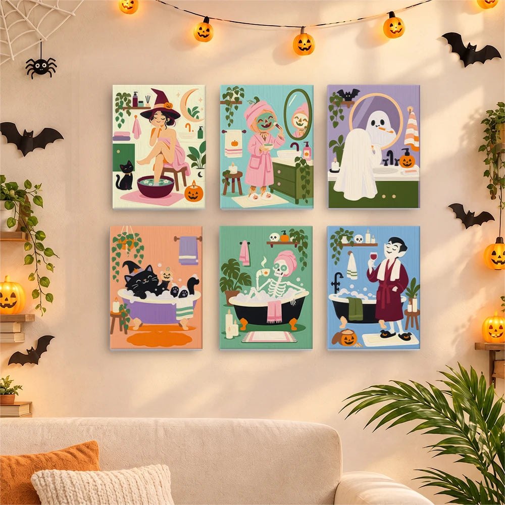 Paint by Numbers – 6 Mini Paintings | Spooky Spa Day Set