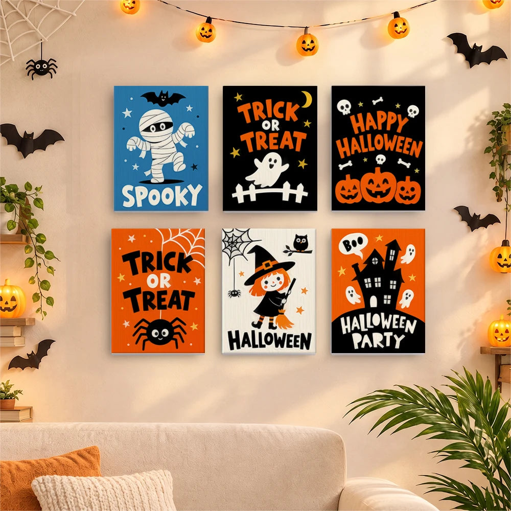 Paint by Numbers – 6 Mini Paintings | Trick or Treat Party Posters Set