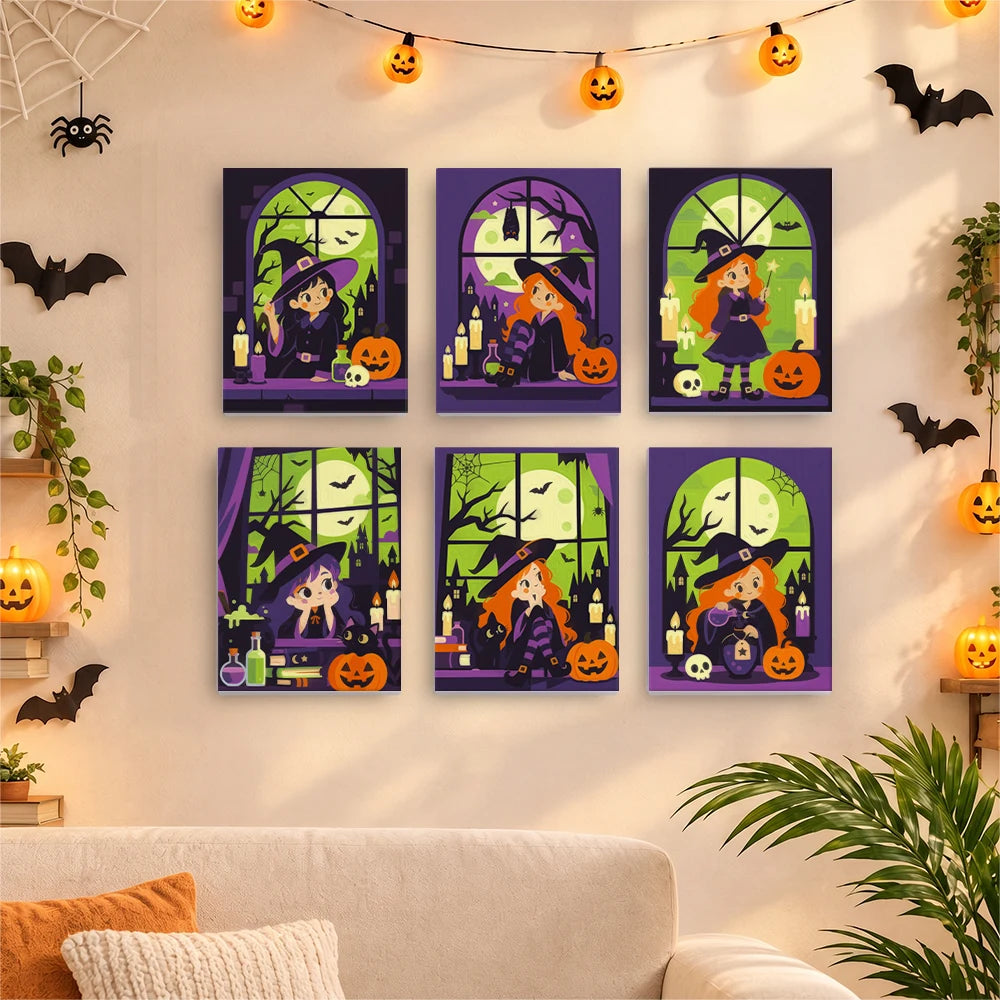 Paint by Numbers – 6 Mini Paintings | Witches at the Window Set