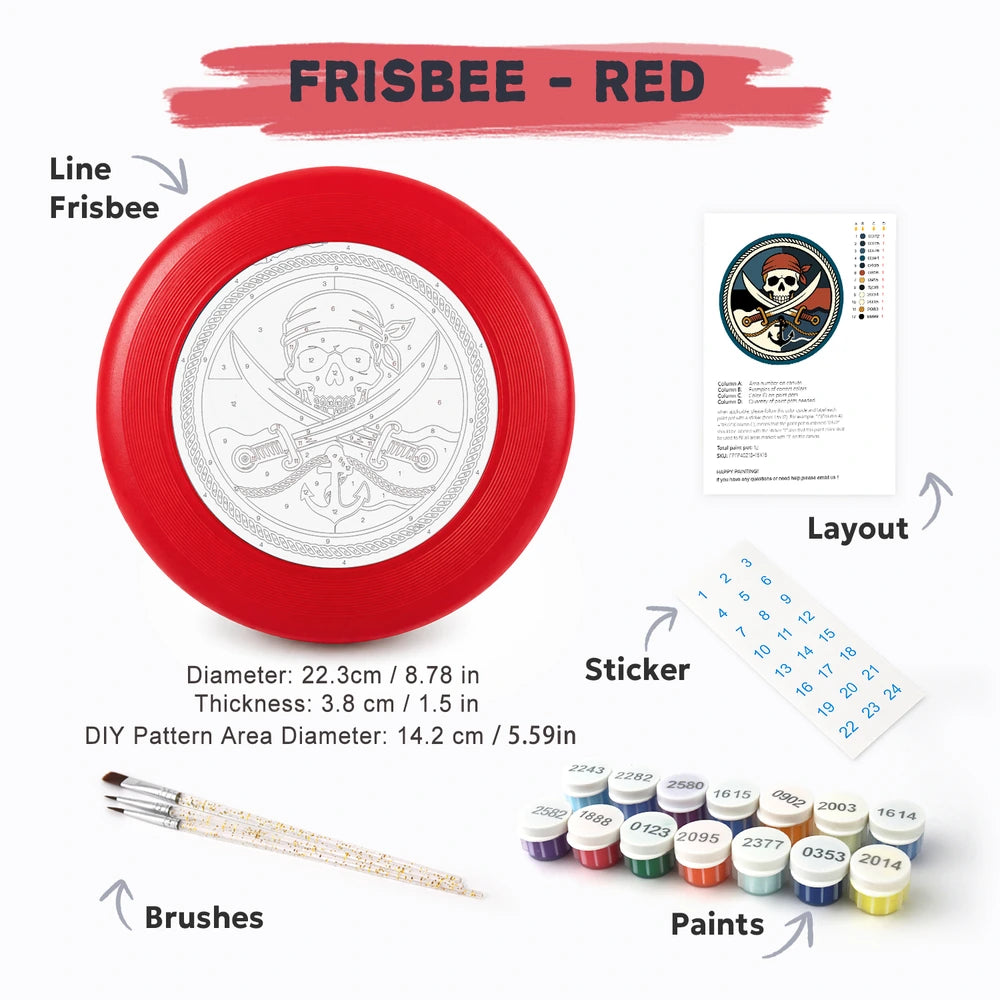 
Paint by Numbers - Frisbee | Pirate Skull and Swords