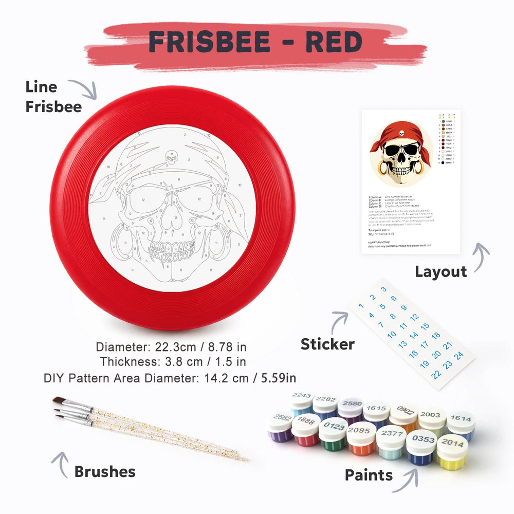 
Paint by Numbers - Frisbee | Pirate Skull in Red