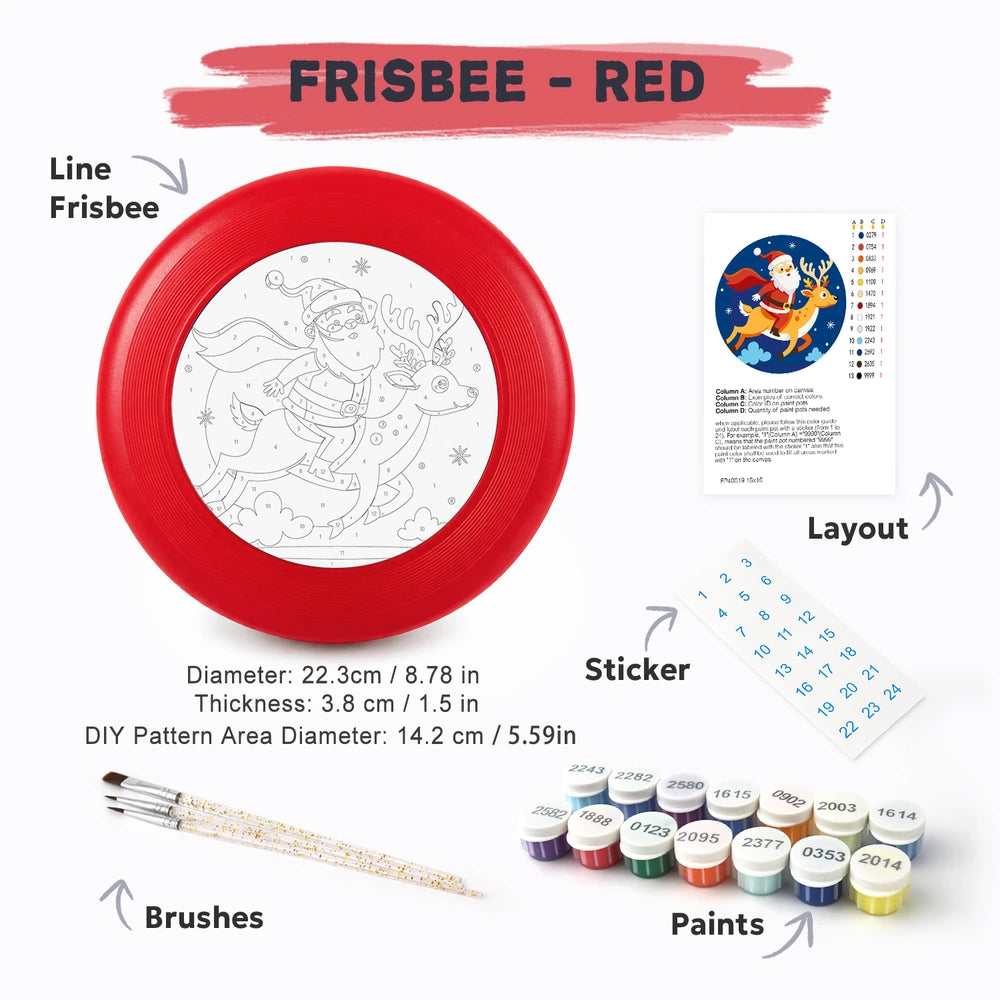 
Paint by Numbers - Frisbee | Santa and Reindeer in the Sky