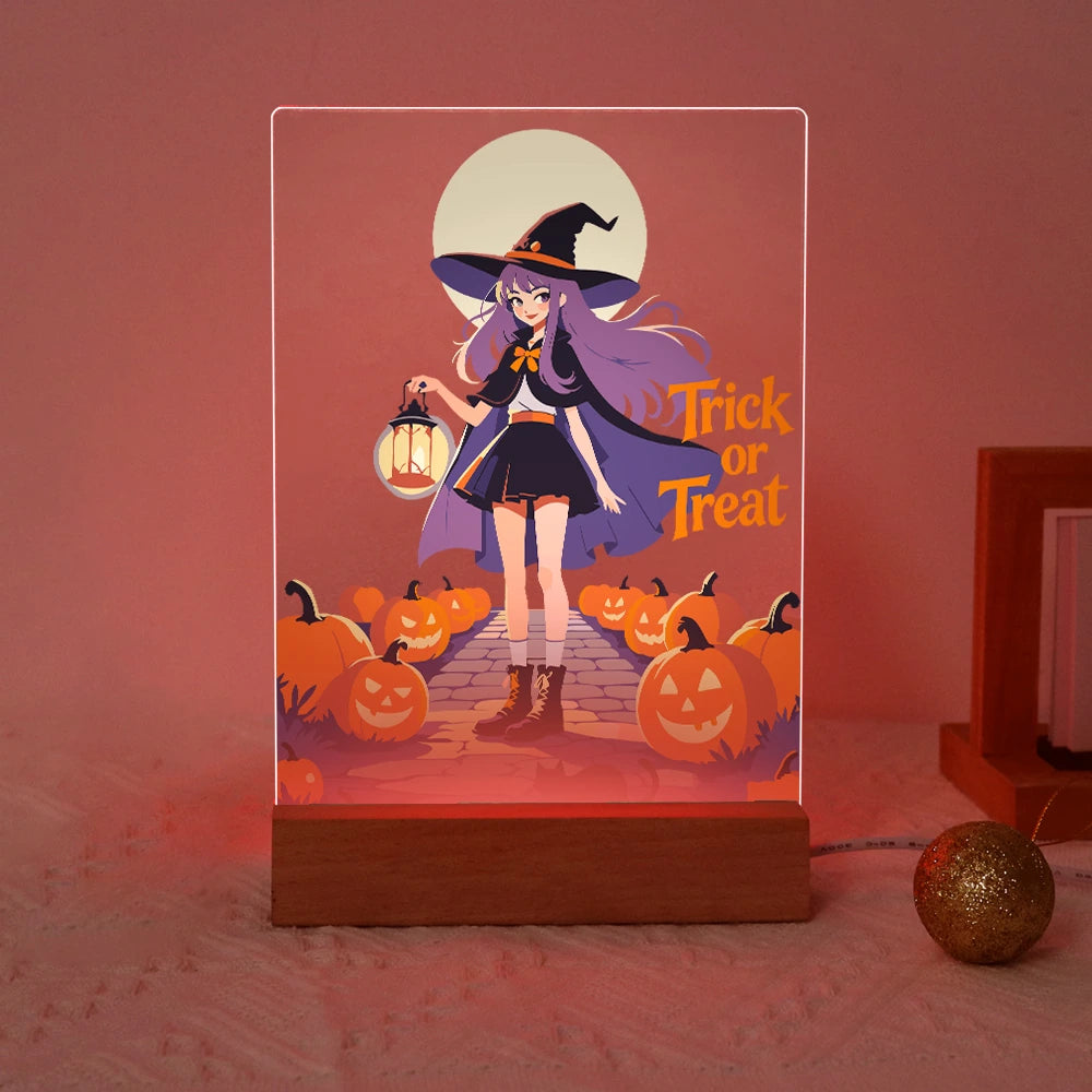 Paint by Numbers - Halloween Light | Witch with Lantern at Full Moon