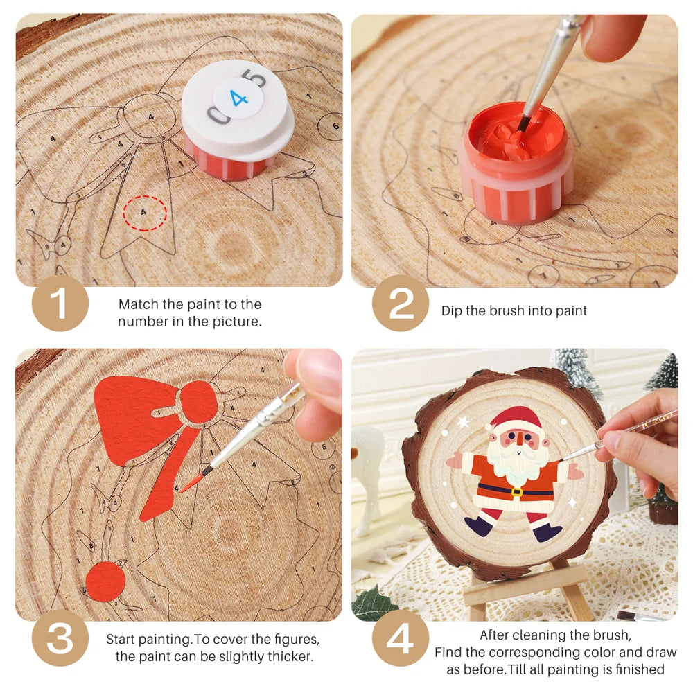 
Paint by Numbers - Wood Slice | Jolly Santa