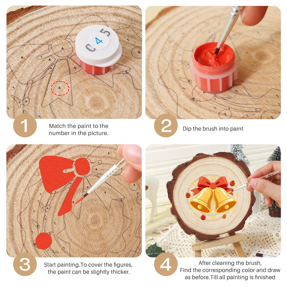 
Paint by Numbers - Wood Slice | Ringing Christmas Bells