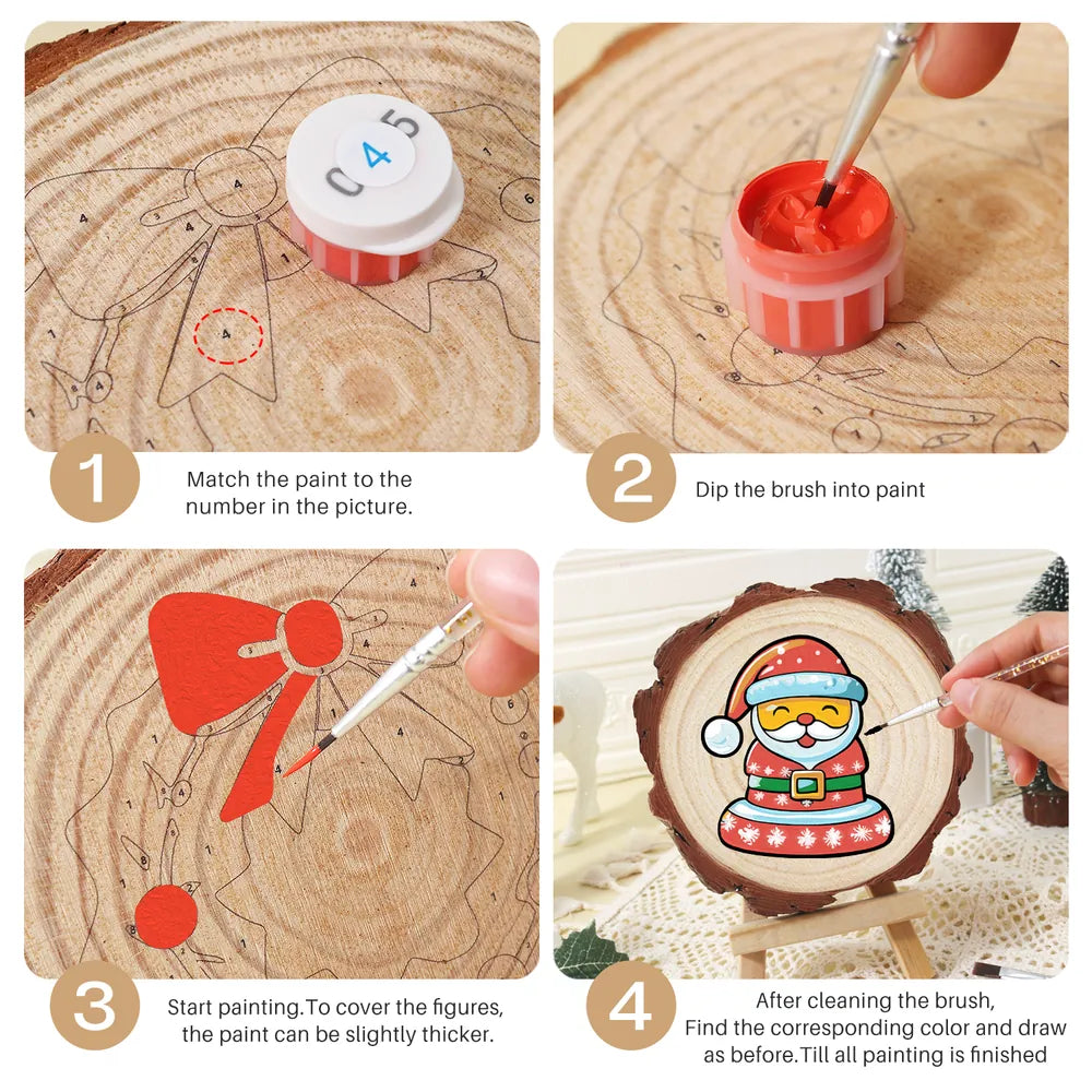 
Paint by Numbers - Wood Slice | Santa Cookie