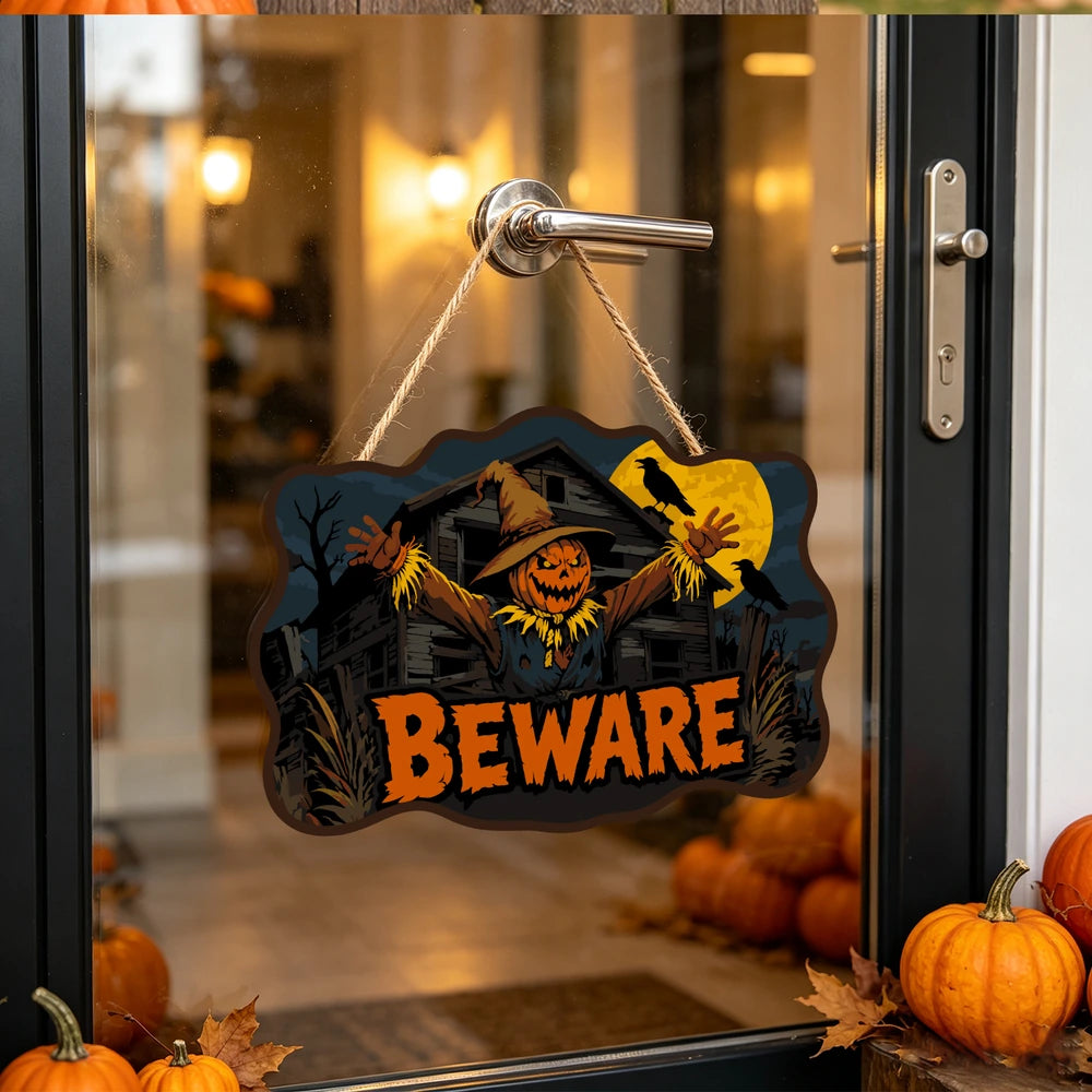 Paint by Numbers - Wooden Door Hanger | Beware Scarecrow at the Barn