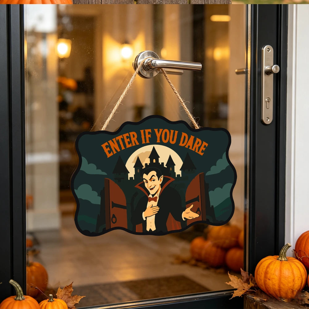 Paint by Numbers - Wooden Door Hanger | Enter If You Dare Vampire