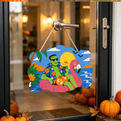 Paint by Numbers - Wooden Door Hanger | Frankenstein on a Flamingo Float