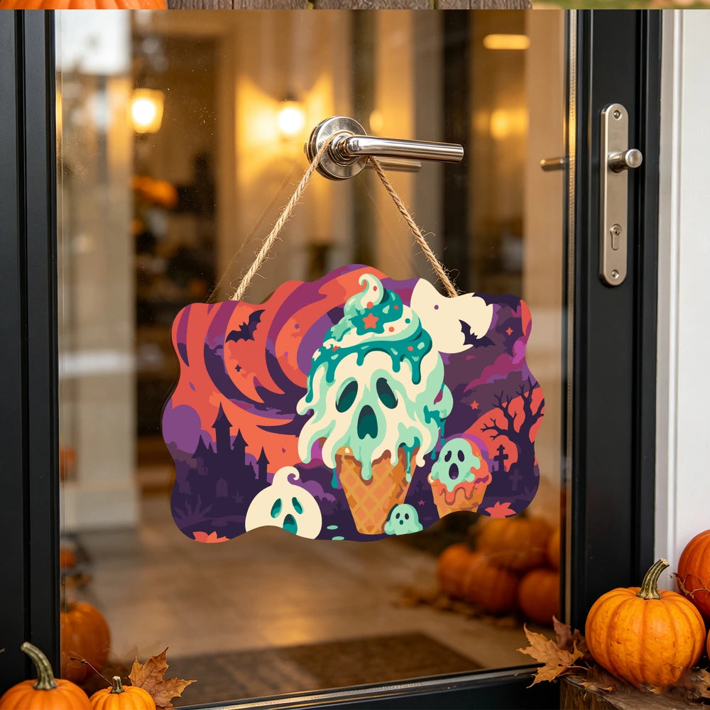 Paint by Numbers - Wooden Door Hanger | Ghost Ice Cream Cone