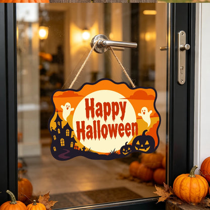 Paint by Numbers - Wooden Door Hanger | Happy Halloween Ghosts in the Moon