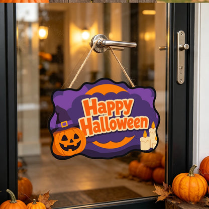Paint by Numbers - Wooden Door Hanger | Happy Halloween Pumpkin and Candles