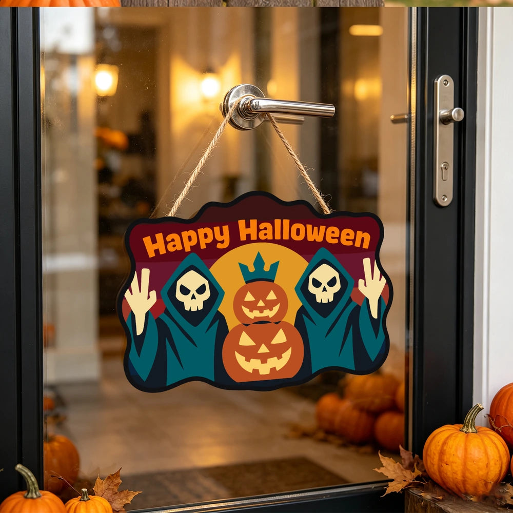 Paint by Numbers - Wooden Door Hanger | Happy Halloween Reapers at Sunset